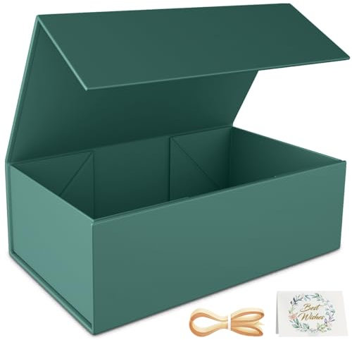 1 Packung Geschenkboxen, 30 x 15 x 10 cm Geschenkboxen für Geschenke mit Deckel Magnetverschluss Rechteck Faltbar für Trauzeugen Antragsbox Hochzeit Weihnachten Halloween Geburtstagsgeschenk (Grün)