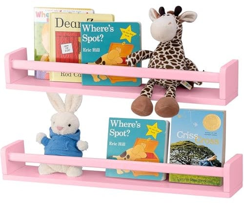 Gieanoo Wandregal Kinderzimmer,2er Set Kinder Bücherregal Rosa 40cm Wandregal Kinder Regal kinderzimmer für Wohnzimmer, Bad, Schlafzimmer