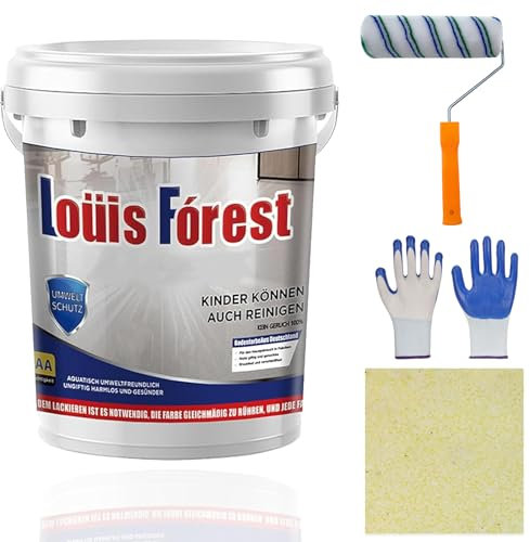 Gienslru Louis Forest Peinture de sol époxy pour béton Effet marbre brillant Étanche Beige