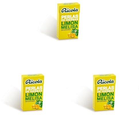 Ricola - Perlas de Limón Melisa, Caramelos Blandos, Refresca, Alivia la Garganta y la Respiración, 13 Hierbas Suizas, Ext de Melisa y Mentol, con Edulcorante - Caja 25 g (Paquete de 3)