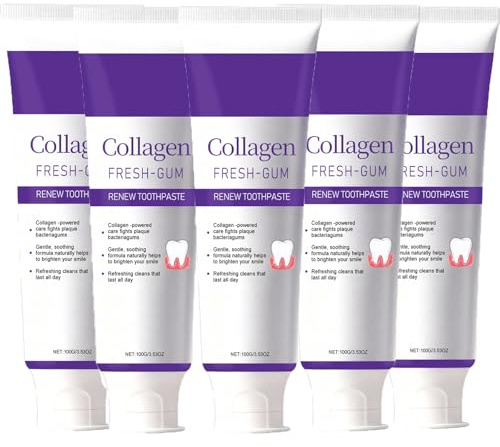 Collagen Purple Whitening Zahnpasta, lila Zahnpasta zur Zahnaufhellung, Zahnpasta zur Tiefenreinigung von Verfärbungen, Entferner von gelben Zahnverfärbungen. (5pcs)