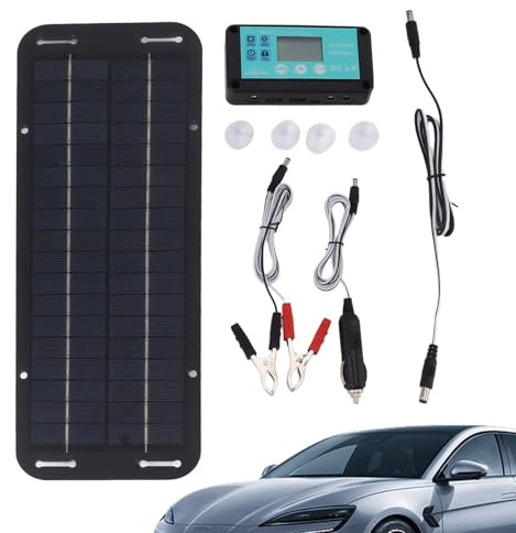 Chargeur solaire - 34,5 x 12,5 cm 20 W - Kit de panneau solaire étanche - Compatibilité polyvalente - Système de charge 12 V 24 V pour moto, camion, tracteur, motoneige
