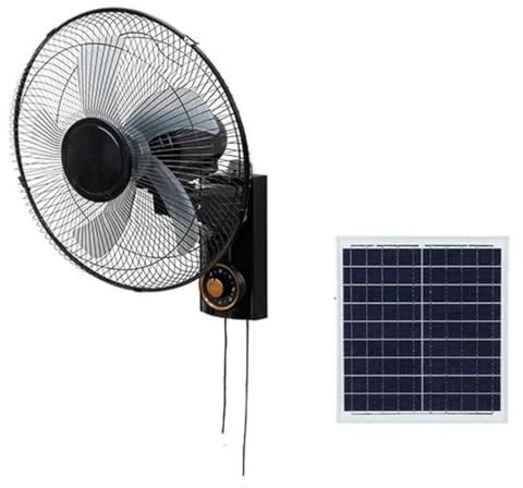 GBPLDMAQ Ventilatore da Parete 40 Cm, Oscillante a 90°, Ventilatore Solare con Pannello Solare, 3 Velocità 5 Pale per Patio e Serra