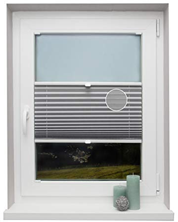 Plissee auf Maß Thermo für alle Fenster Montage in der Glasleiste Blickdicht mit Spannschuh Sonnenschutzrollo Silber Breite: 91-100 cm, Höhe: 40-100 cm