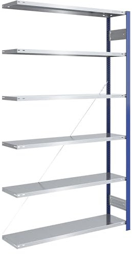 eurokraft | Steckregal | Bauart leicht | einseitig | HxBxT 2500 x 1300 x 400 mm | blau/verzinkt | Anbauregal