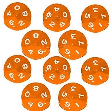Febbya Polyedrische Würfel D10,10 Stück Spielwürfel Set Doppelfarben Polyedrischen Würfelspiele von D10 für DND MTG RPG Dungeons und Drachen Acryl Orange