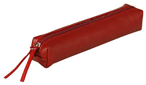 Clairefontaine 410066C Schlampermäppchen Ruby Slim, aus Lammleder, 19,5 x 2,5 x 4cm, 1 Stück, Rot