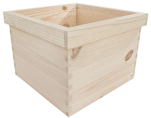 WooDeeDoo Grande jardinière carrée en bois - Pot à herbes aromatiques d'intérieur rustique décoratif - Récipient d'artisanat en pin brut pour peinture bricolage - 26 x 26 x 18 cm