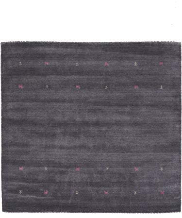 carpetfine Wollteppich Gabbeh Uni Quadratisch Grau 150x150 cm | Moderner Teppich für Wohn- und Schlafzimmer