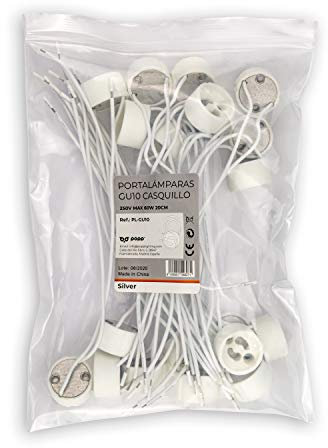 POPP® Fassung GU10 VDE Fassung Sockel Keramik mit 0,75mm² Qualität Silikon Kabel für LED und Halogen (20 Stück)