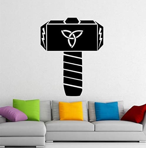 Thor's Hammer Wall Sticker Superhero Vinyl Sticker Wall Sticker Removable Waterproof Decal #58 X 46 cm