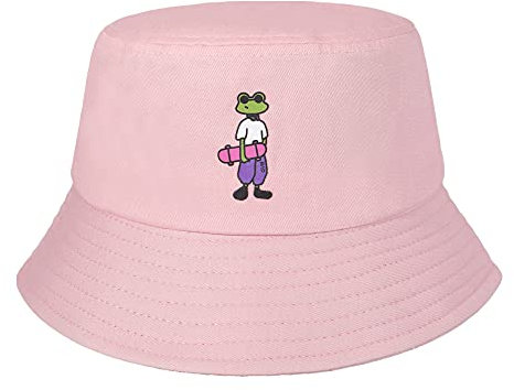 ZLYC Männer Frauen Sommer Fischerhüte Obst Hut, Pinker Frosch., One Size