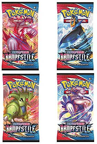 PKMN Kampfstile | 4 Booster Packs im Set | Pokemon Schwert & Schild | Sammelkarten