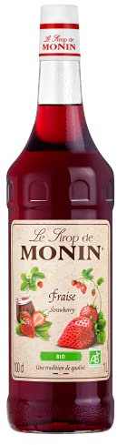 MONIN - Sirop de Fraise BIO pour Cocktail, Thés Glacés, Limonade et Eau Plate - Arômes Naturels - 1L