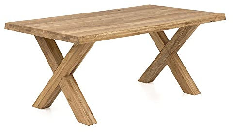 Esstisch Tisch Baumkante mit Holzgestell X-Form Eiche 100 x 160cm
