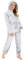 CityComfort Schlafanzug Damen, Polar Fleece Pyjama Für Frauen, Warme Nachtwäsche Und Hausanzug Damen (M, Zweifarbiges Grau)