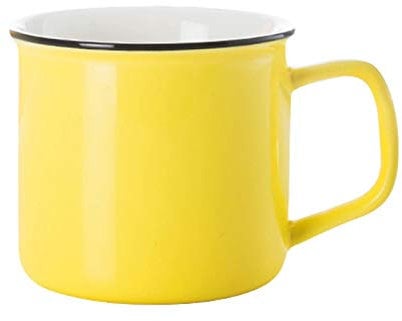liushop Coffee Mug Colored Coffee Cups,Flat Bottom Ceramic,Bright Multi Colored,Gift for Family,Porcelain Mugs for Coffee, Tea, Cocoa,9.5oz Exquisite coffee cup (Color : Yellow)