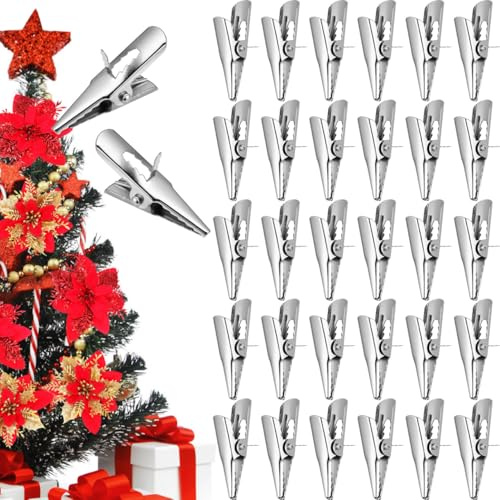 50 Pezzi di Clip in Metallo, Clip per Fiori di Natale, Clip a Bocca di Pesce Mini da 3 cm per ghirlande di Fiori e Decorazioni Floreali per Alberi di Natale, Accessori per Fiori di Natale Poinsettia