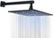 Ksunun Pommeau De Douche LED, 16 Pouces Carre Pomme De Douche Pluie pour La Salle De Bain avec Bras De Douche, 3 Couleurs Changement Flux d'eau Alimenté Acier Inoxydable Noir Tete De Douche