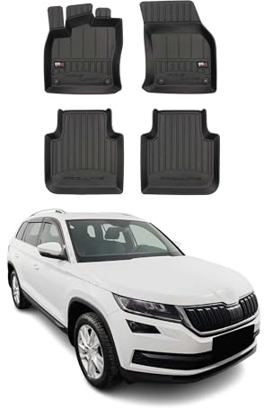 OMAC Fußmatten für Skoda Kodiaq 2016-2026 TPE 4tlg | Premium, Automatten, Gummimatten, Allwetter, fahrzeugspezifisches Produkt, 3D-Passform, Antirutsch, wasserdicht