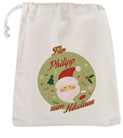 Herz & Heim® Geldgeschenk-Sack zu Weihnachten mit Namensaufdruck Nikolaus