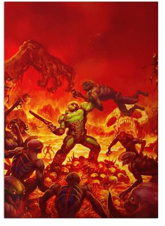 Displate Offiziell DOOM MetallPoster Magnetische Befestigung Inklusive Lizenziert Bilder Hochwertiges Poster Demonic Forces 67.5 cm x 48 cm