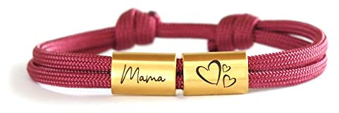 Mama Armband, personalisiertes Segeltau Armband mit Gravur, Wunschgravur, Surferarmband, Armband mit Gravur, Muttertag, Herz, Edelstahl, wasserfest