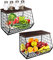 2PCS Allzweckkorb aus Metall Drahtkorb Schwarz Wandkorb Stapelbarer Aufbewahrungskorb Obstkorb Hängend Drahtkorb großer mit Holzdeckel abgestufte Küchentheke, Organizer für Snacks, Obst und Gemüse