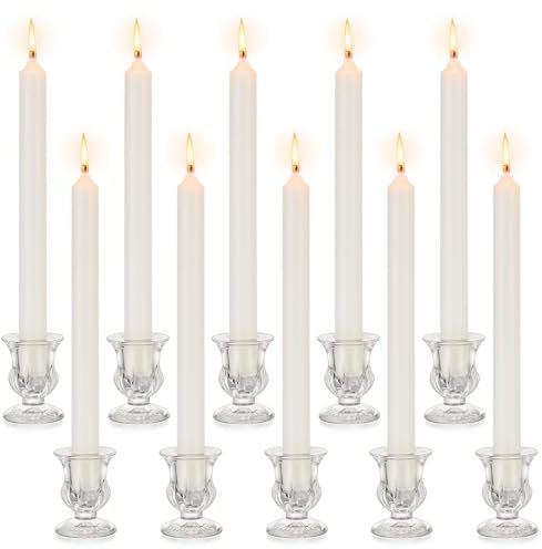 Inweder Bougeoir en Verre Modern Porte-Bougies: Lot de 10 Bougeoirs Coniques Claire Supports pour Bougies Petite Bougeoir en Vrac pour Mariage Noël Evénement Décoration Intérieure