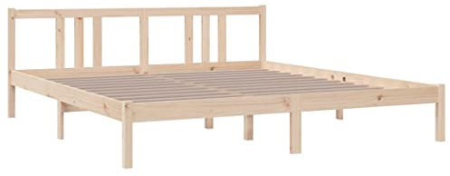 vidaXL Massivholzbett, Bett Holzbett für Schlafzimmer, Bettgestell Bettrahmen mit Kopfteil Lattenrost, Doppelbett Schlafzimmerbett, 180x200cm