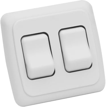 Interrupteur double SPST marche/arrêt avec façade, interrupteur d'éclairage 12 V pour camping-car, camping-car (blanc)
