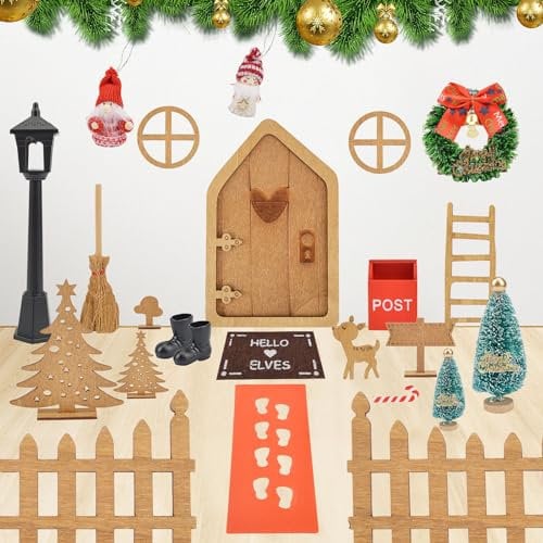 Wichteltür Set, Moseem Wichteltür Zubehör Weihnachten Set 25PCS Wichtelset,Weihnachtswichtel Set,Wichteltür Komplettset Miniatur,Adventskalender 2024,Dekoration für Weihnachten,DIY Geschenk für Kinder