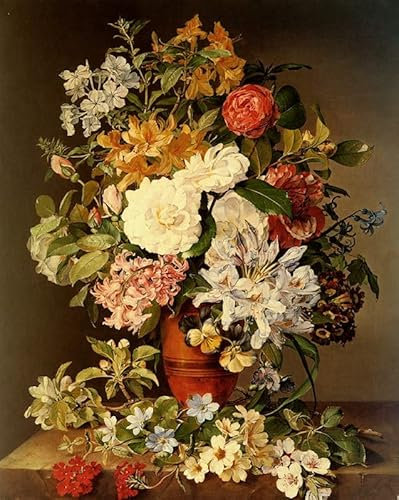 DOeraa Hochwertiges Leinwanddruck Leinwand Wandbild Kunstdruck Berühmt Stilleben mit Blumen von Pauline Koudelka-Schmerling für Flurdekoration 60x90cm