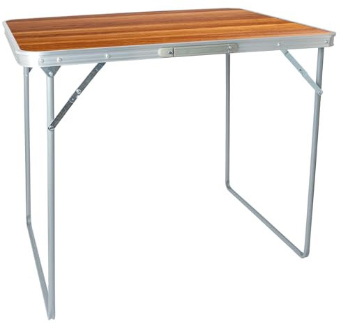 Harbour Housewares Folding Table - 80cm x 60cm - Wood - Small Metal Trestle Tables Foldable Portable Side Table for Indoor, Outdoor, Garden, BBQ, Pinic, Dining, Camping