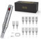 PELCAS 9-Speeds Microneedling Pen LCD Screen Dermapen with 12Pcs Cartridges Type-C Rechargable Electric Derma Penfor Face Body Beard Hair and Skin Care-Black