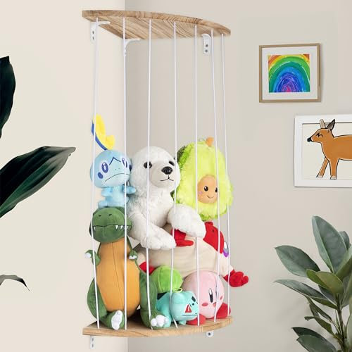 ONVAYA® Kuscheltier-Regal ǀ platzsparend ǀ große Kapazität ǀ Echtholz mit elastischen Gummibändern ǀ Hängeregal für das Kinderzimmer zur Kuscheltier-Aufbewahrung