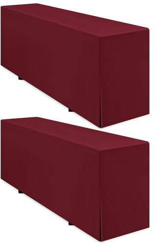 Pesonlook 2Pack Premium Biertischhusse Bordeaux Biertischhusse für Bierzeltgarnitur 220x50 cm blickdichte Polyester Biertischhusse waschbare Tischdecke für Bankett im Freien (Bordeaux)