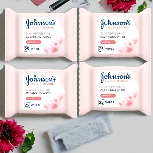 Refreshing Facial Wipes 4 PACK (25 x 4) 100 Wipes - For Normal Skin Cleansing, For Waterproof Mascara, For smooth Skin with Spring flower Fragrance - Makeup Be Gone