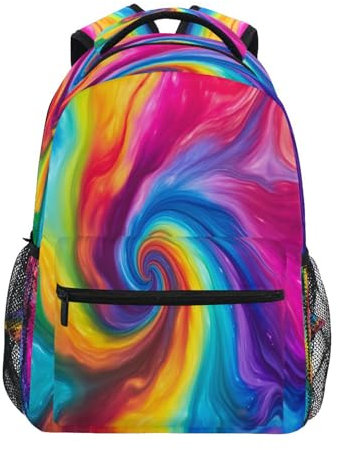 JUMBEAR Colorful Tie Dyeing School Backpack,Travel School Bags 16 Inch Laptop Backpack for Teenage Girls Boys -S