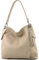 modamoda de T185 Damen Leder Schultertasche Handtasche handmade in Italy, Farbe:Graubeige
