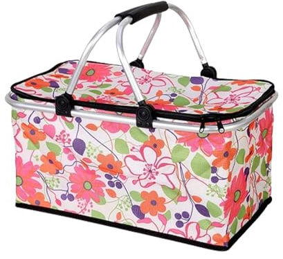 Großer Picknickkorb – tragbare 30-l-Picknickbox, isolierter Picknickkorb | Picknicktasche aus Oxford-Stoff mit Griff, faltbarer Picknickkorb, leerer Campingkorb für Outdoor-Wandern, Camping und Pickni