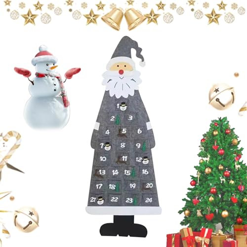 Elepl Calendario Avvento con 24 Tasche Calendario Avvento Stoffa da Appendere 115 x 45 cm Calendario Avvento Albero di Natale Da Utilizzare su Porte Alberi di Natale Caminetti o Decorazioni Murali