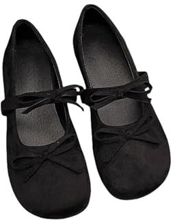 Generico Scarpe Ginnastica Donna Bianche Rosa Danza Scarpe Scarpe da Donna Mary Jane in Pelle Scamosciata Primavera e Autunno Scarpe Casual Piatte morbide e Scarpe da Sci Donna Campus (Black, 36)