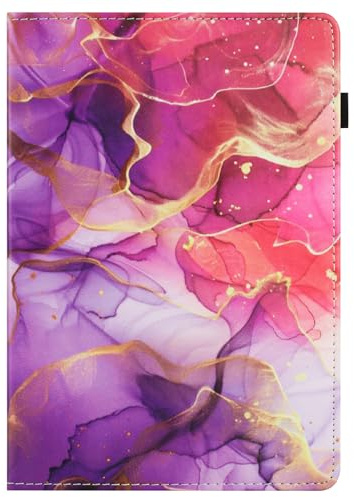 Generisch DayQiQiPu Etui für Samsung Galaxy Tab A9+ Plus SM-X210/X215/X216 11 Zoll PU Leder Rosa-Gold Marmor Muster Flip Tablet Tasche Stand Kartensteckplätze Hülle mit Auto Schlaf/Aufwach,02