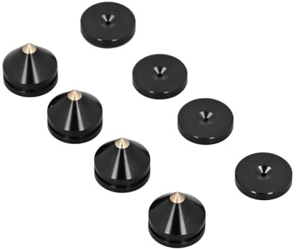 Jenngaoo Lot de 4 s de Sol pour Haut-parleurs - Noir - Support d'isolation en métal pour Haut-parleurs - Supports de Haut-parleurs - de Sol - Base Anti-Choc pour Haut-parleurs et Barre