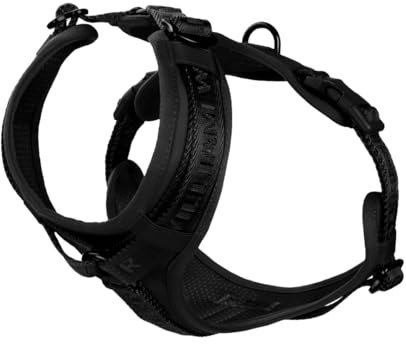 William Walker Jacquard Hundegeschirr – Ergonomisch, Verstellbar & Komfortabel – Atmungsaktives Mesh & Neopren – Leicht, Strapazierfähig & Vegan (Schwarz, S)