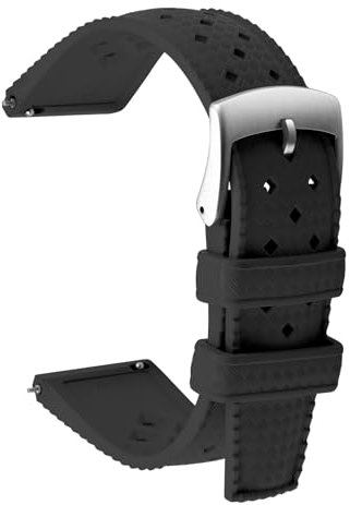 Uhrenarmbänder Kautschuk Uhrenarmband 20mm 22mm FKM Hochwertig Flexibel Fluorkautschuk Armband Herren Uhr Sportuhr Kompatibel Uhrenarmband Silikon Weiches Elastisch Uhrenarmband (20mm, Schwarz)