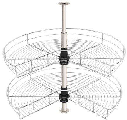 OMGGYER 2 Etagen Karussell Eckschrank Drehbeschlag, 270° drehbarer höhenverstellbar Gewürzregal Drehboden für Schublade, Ø700mm Küchenschrank Organizer für Eckschrank mit Breite 800mm