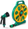 50ft Flat Hose Spray Nozzle Reel Set - Compact Hose Pipe Reels Outdoor Garden Greatness (Yellow)