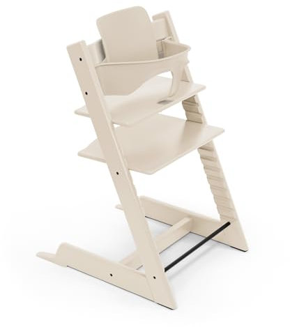 Stokke Tripp Trapp Hochstuhl, Vanilla White - Inklusive Stuhl + Baby Set2 für Kinder von 6-36 Monaten - Verstellbar, ergonomisch & leicht zu reinigen